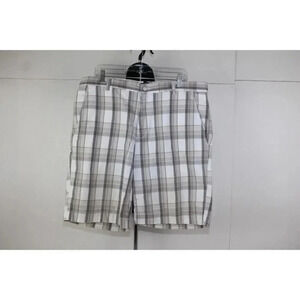 ALFANI MEN'S GRAY PLAID 100% COTTON SHORTS SIZE W36